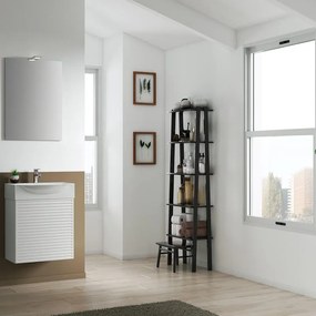 Mobile sottolavabo, lavabo e specchio con illuminazione Mini50s laccato opaco bianco L 50 x H 58 x P 40 cm 1 vasca, 1 anta