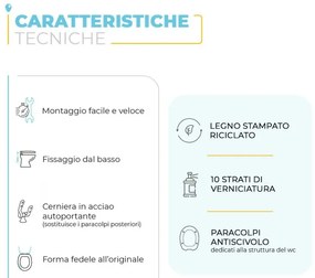 Copriwater serie Conca colore Bianco Ideal Standard legno rivestito e cerniere in acciaio