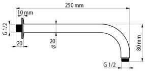 Braccio Doccia Tondo 25cm di design con attacco Soffione Inclinato