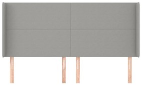 Testiera ad orecchio grigio chiaro 183x16x118/128 cm in tessuto