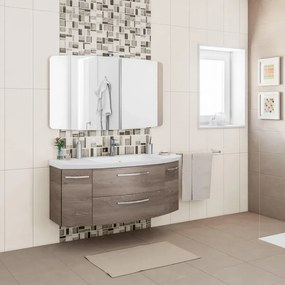 Mobile sottolavabo e lavabo Cassca per vasca centrale rovere terra L 119 x H 48 x P 47 cm, 2 ante 2 cassetti