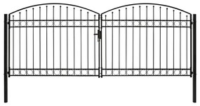 Cancello A Doppia Anta Ad Arco İn Acciaio 400x175cm Nero /
