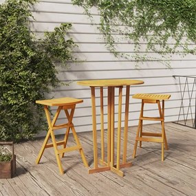 Set Da Bar Pieghevole 3 Pz İn Legno Massello Di Teak /