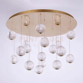 Diamante plafoniera, acrilico trasparente, struttura oro, led 71,4 ...
