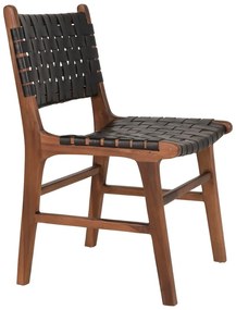 Sedie da pranzo nero-marrone in legno di teak in un set di 2 pezzi Perugia - House Nordic