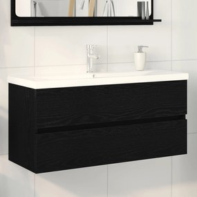 Mobile lavabo  con lavabo integrato rovere nero in legno ingegnerizzato