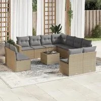 Set Divani da Giardino 12 pz con Cuscini Beige in Polyrattan 3219129