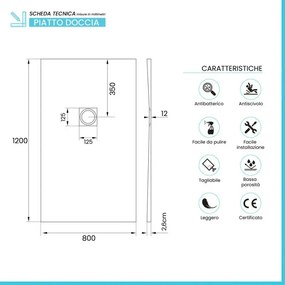 Piatto doccia 80x120 in marmoresina effetto pietra beige riducibile Ten