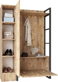 Mobile Ingresso Con Scarpiera Appendiabiti E Specchio Stile Industrial Fiona SX