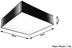 Plafoniera da Soffitto Quadrata in PVC 2xE27 HORUS 35 Nera da interno