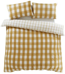 Biancheria da letto singola in flanella gialla 135x200 cm Gingham Check - Catherine Lansfield