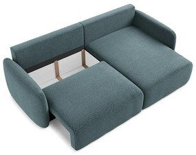 Divano angolare turchese allungabile/con contenitore (con penisola a destra) Kalena – Makamii