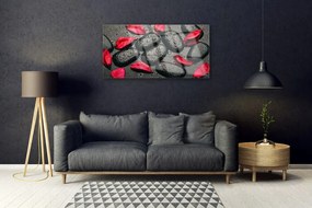 Quadro su vetro Petali Pietre Arte 100x50 cm