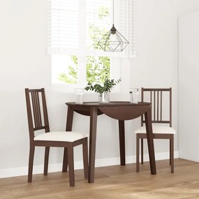 Sedie Da Pranzo Con Cuscini 2pz Marrone Legno Massello Di Hevea /