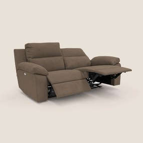 Romeo Divano relax con recliner elettrico in morbido tessuto impermeabile T02 marrone