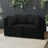 Divani Angolari da Giardino con Cuscini 2pz in Polyrattan Nero 319790