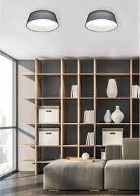 Plafoniera nera con paralume in tessuto Ponts – Trio