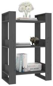 Libreria/divisorio grigio 60x35x91 cm in legno massello di pino