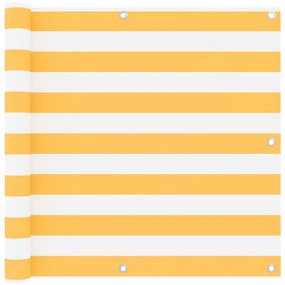 Paravento Da Balcone Bianco E Giallo 90x300 Cm Tessuto Oxford /