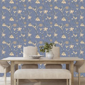 Carta da parati – Fiori di campo in versione blu
