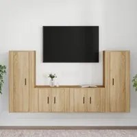 Set di Mobili Porta TV 4 pz Rovere Sonoma in Legno Multistratocod mxl 80300