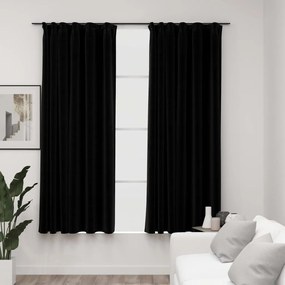 Tende Oscuranti Con Ganci Effetto Lino 2 Pz Nere 140x175 Cm /