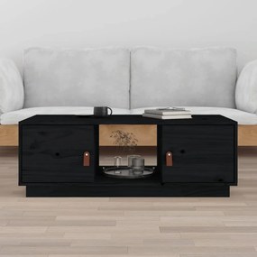 Tavolino Da Salotto Nero 100x50x35 Cm Legno Massello Di Pino /