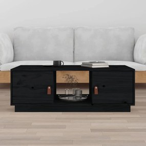 Tavolino da Salotto Nero 100x50x35 cm Legno Massello di Pino