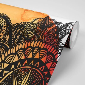 Carta da parati – Mandala acquerello arancione