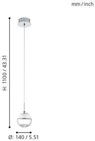 Eglo 93708 - Lampada LED a sospensione MONTEFIO 1 1xLED/5W/230V