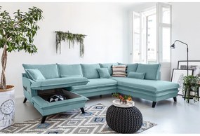 Divano letto a U azzurro, angolo destro Charming Charlie - Miuform