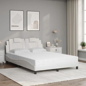 Letto con materasso bianco 140x190 cm in similpelle