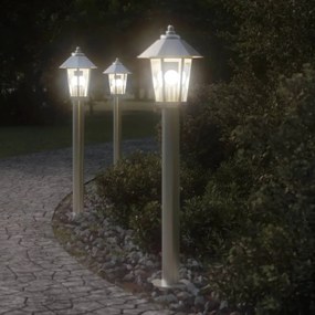 Lampada Da Terra Per Esterni Argento 80 Cm İn Acciaio Inox /