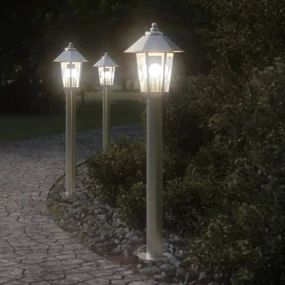 Lampada Da Terra Per Esterni Argento 80 Cm İn Acciaio Inox /