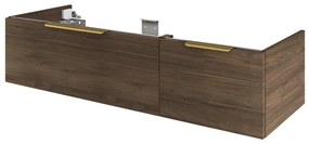 Mobile da bagno sospeso sotto lavabo L 135 x H 32 x P 48 cm bianco laccato, 2 cassetti 1 anta con cassetto Neo, Maniglie acquistabili separatamente