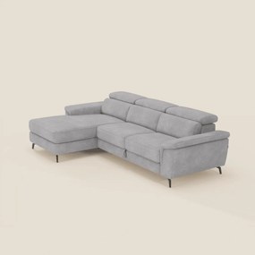 Estro Divano estraibile con chaise-longue e poggiatesta reclinabili in tessuto impermeabile T14 grigio chiaro