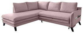 Divano letto angolare rosa cipria L, angolo sinistro Charming Charlie - Miuform