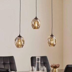 EMIBIG LIGHTING Lampada a sospensione Starla diritta a 3 luci in vetro grafite