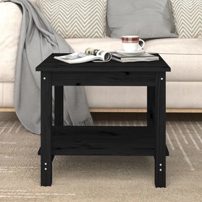 Tavolino da salotto nero 50x50x45 cm in legno massello di pino