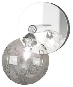 Applique Contemporanea Super Ball Metallo Cromo Vetro Pirex 1 Luce G9