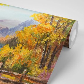 Carta da parati – Pittura a olio di lago di montagna