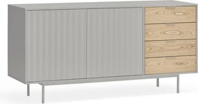 Cassettiera bassa grigia effetto rovere 159x80 cm Sierra - Teulat