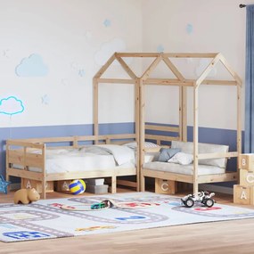Set Dormeuse E Panca Con Tetto 80x200cm Legno Massello Di Pino /