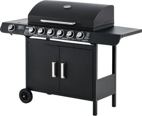 Barbecue a Gas GPL 7 Fuochi 135x50x100 cm con Fornello Laterale Nero...