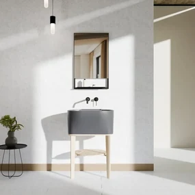 Mobile sottolavabo e lavabo Tina frassino naturale e grigio L 50 x H 57 x P 41.5 cm 1 vasca