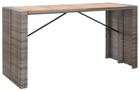 Set da Bar da Giardino 9 pz Polyrattan e Legno Acacia Grigio