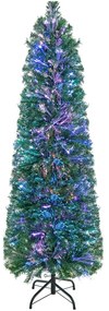 Costway Albero di Natale artificiale con fibra ottica, Albero preluminato a forma di matita con base in metallo 2 Dimensioni