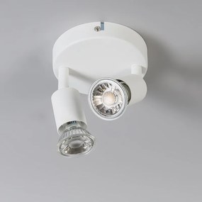 Faretto moderno bianco orientabile rotondo 2 luci - Jeany