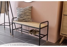 Scarpiera in metallo nero/naturale con panca Loft - Wenko