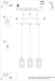 Sollux SL.1264 - Lampadario a sospensione con filo GOTTO 3xE27/15W/230V nero